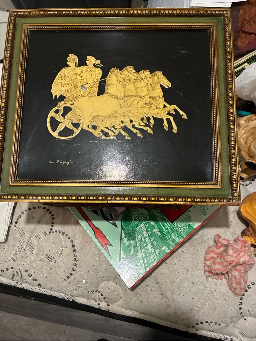 Gold on Black Chariot Wall Art by